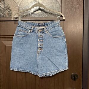 Vintage Frayed Denim Blue Jean Shorts